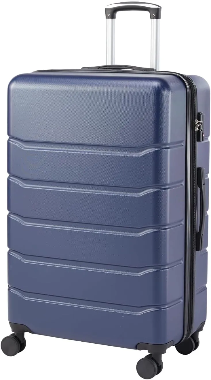 Travel Easily with Hard-Sided Expandable Suitcase, 360° Rotating Wheels, Secure TSA Lock, Blue, 20-Inch