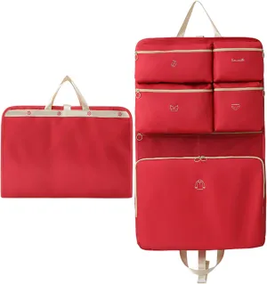 Travel Lingerie Organizer Bag, Hanging Storage for Bra Underwear Socks, Clean and Dirty Compartments (Red,One Size)