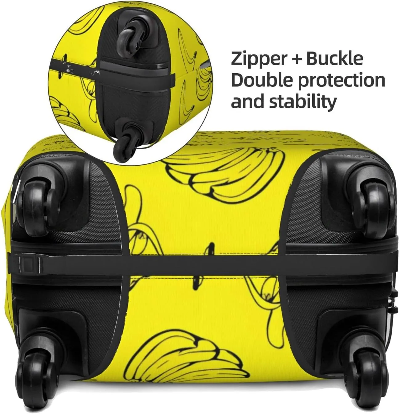 Travel Luggage Cover Elastic Wash Stretch Banana Yellow 3 Suitcase Protector Bag,Anti-Scratch Dust-Proof Double-Sided Baggage Covers For Wheeled Suitcase Kid Adult