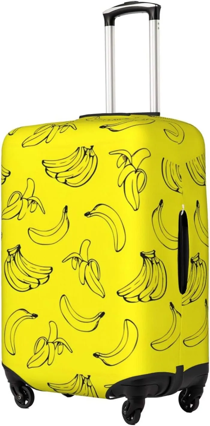 Travel Luggage Cover Elastic Wash Stretch Banana Yellow 3 Suitcase Protector Bag,Anti-Scratch Dust-Proof Double-Sided Baggage Covers For Wheeled Suitcase Kid Adult