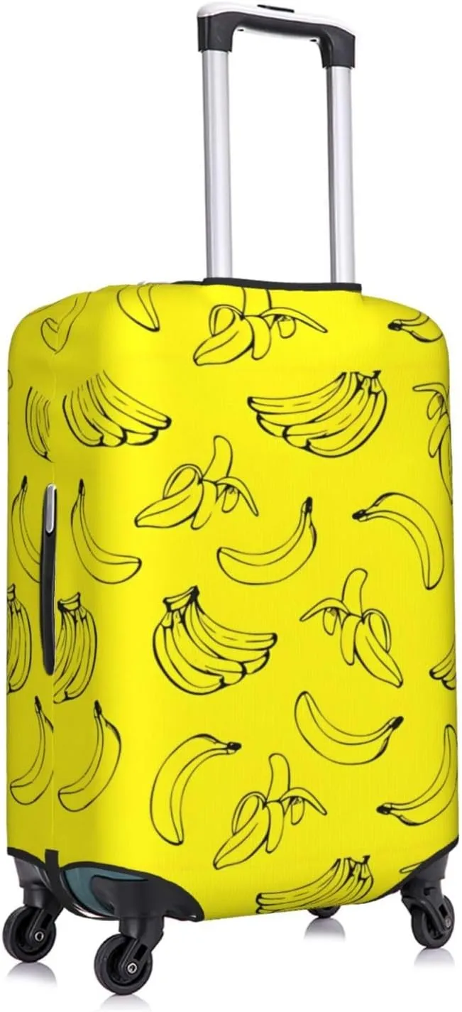 Travel Luggage Cover Elastic Wash Stretch Banana Yellow 3 Suitcase Protector Bag,Anti-Scratch Dust-Proof Double-Sided Baggage Covers For Wheeled Suitcase Kid Adult