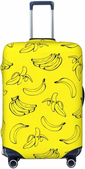 Travel Luggage Cover Elastic Wash Stretch Banana Yellow 3 Suitcase Protector Bag,Anti-Scratch Dust-Proof Double-Sided Baggage Covers For Wheeled Suitcase Kid Adult