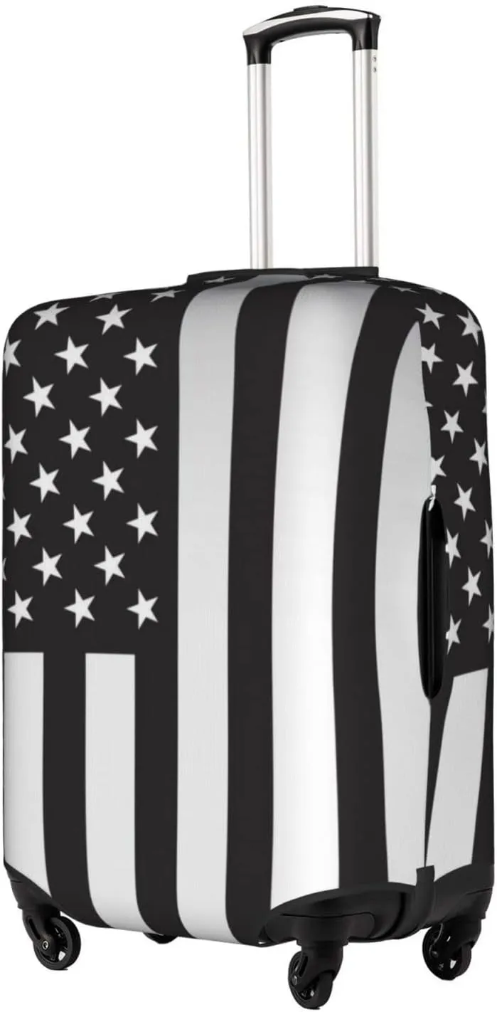 Travel Luggage Cover Fits 18/24/28/32 Inch Luggage, Black American Flag Travel Suitcase Cover Elastic Washable Wheeled Luggage Protector for Kid and Adult
