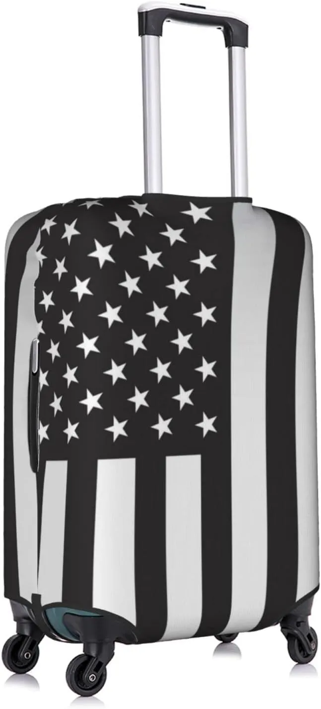 Travel Luggage Cover Fits 18/24/28/32 Inch Luggage, Black American Flag Travel Suitcase Cover Elastic Washable Wheeled Luggage Protector for Kid and Adult