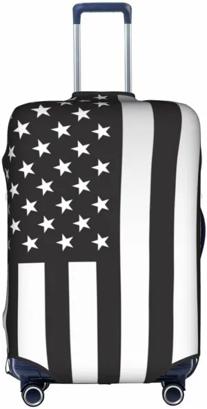 Travel Luggage Cover Fits 18/24/28/32 Inch Luggage, Black American Flag Travel Suitcase Cover Elastic Washable Wheeled Luggage Protector for Kid and Adult