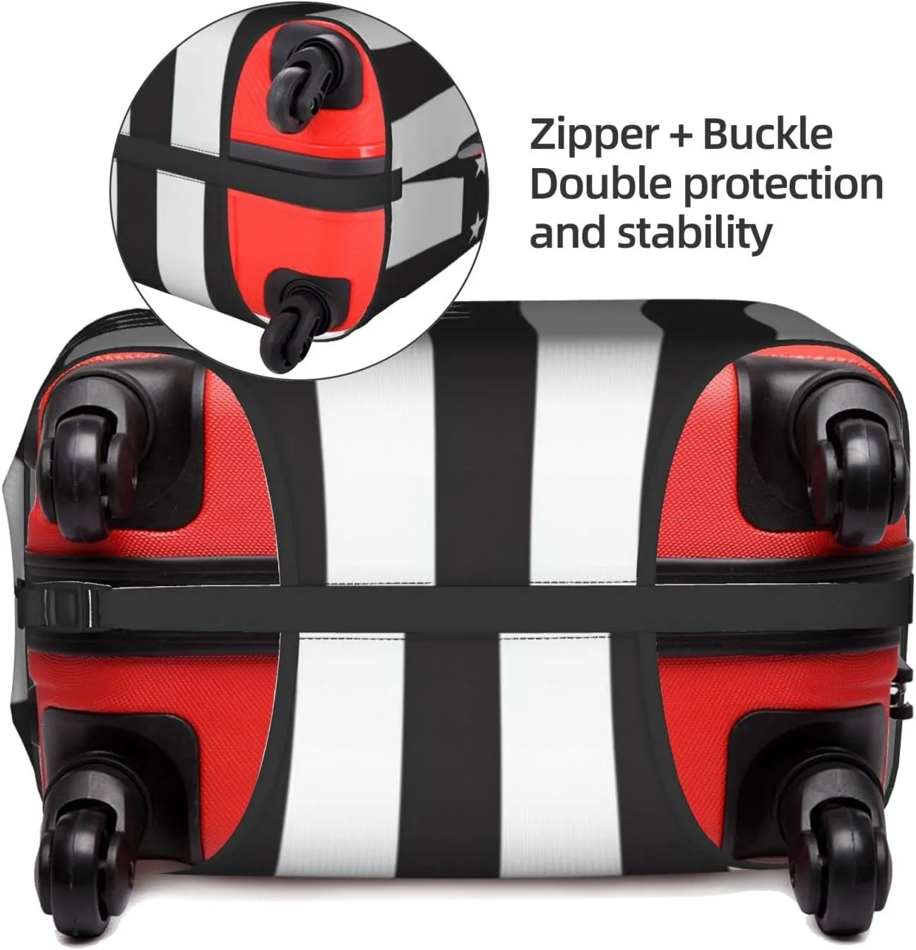 Travel Luggage Cover Fits 18/24/28/32 Inch Luggage, Black American Flag Travel Suitcase Cover Elastic Washable Wheeled Luggage Protector for Kid and Adult