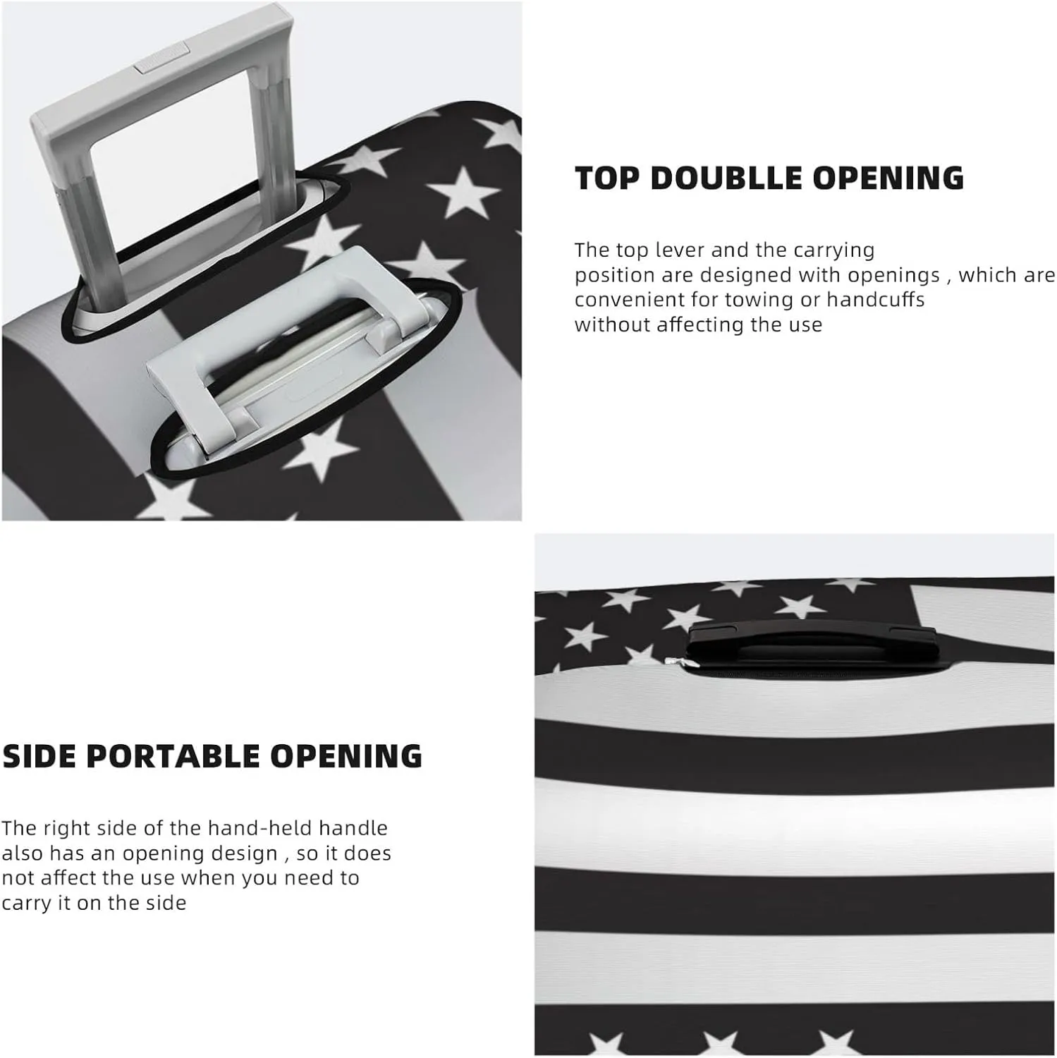 Travel Luggage Cover Fits 18/24/28/32 Inch Luggage, Black American Flag Travel Suitcase Cover Elastic Washable Wheeled Luggage Protector for Kid and Adult