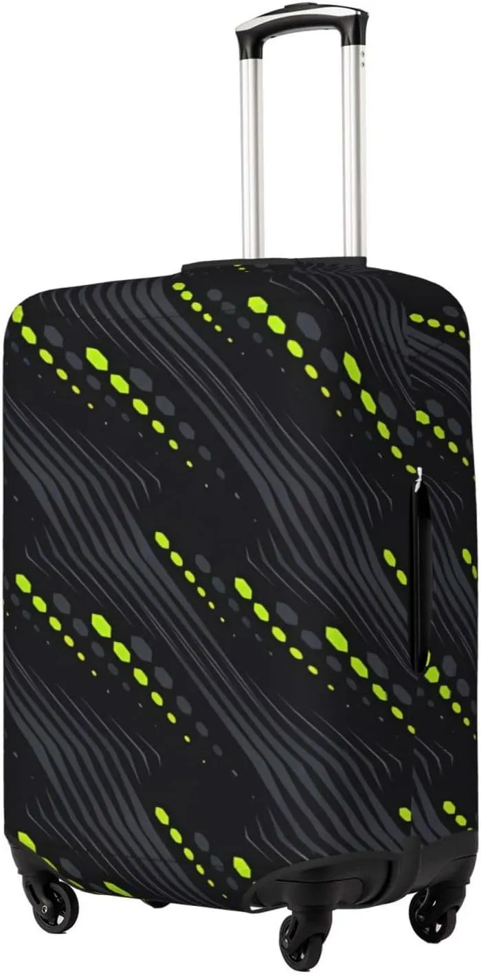 Travel Luggage Cover Suitcase Elastic Washable Abstract Geometric Lines Tracks Suitcase Protector Bag,Dust-Proof Double-Sided Baggage Covers,Large