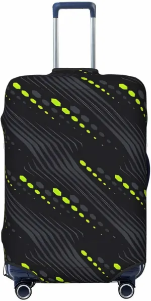 Travel Luggage Cover Suitcase Elastic Washable Abstract Geometric Lines Tracks Suitcase Protector Bag,Dust-Proof Double-Sided Baggage Covers,Large