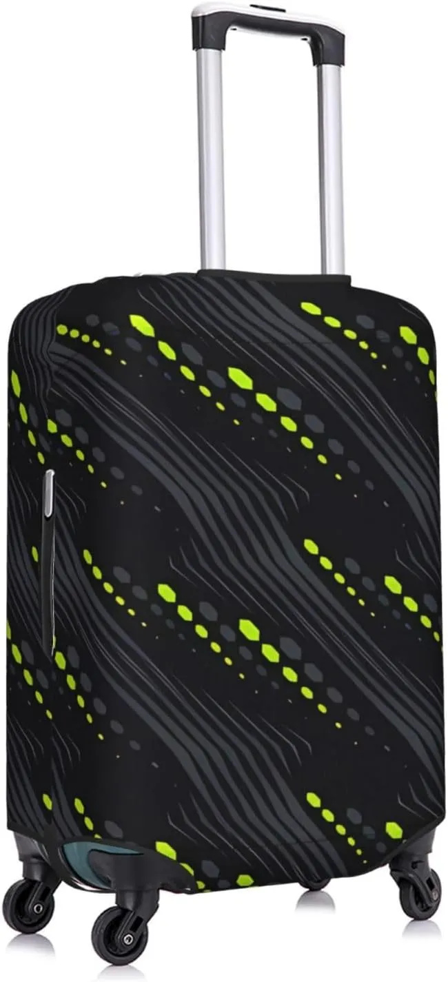 Travel Luggage Cover Suitcase Elastic Washable Abstract Geometric Lines Tracks Suitcase Protector Bag,Dust-Proof Double-Sided Baggage Covers,Large