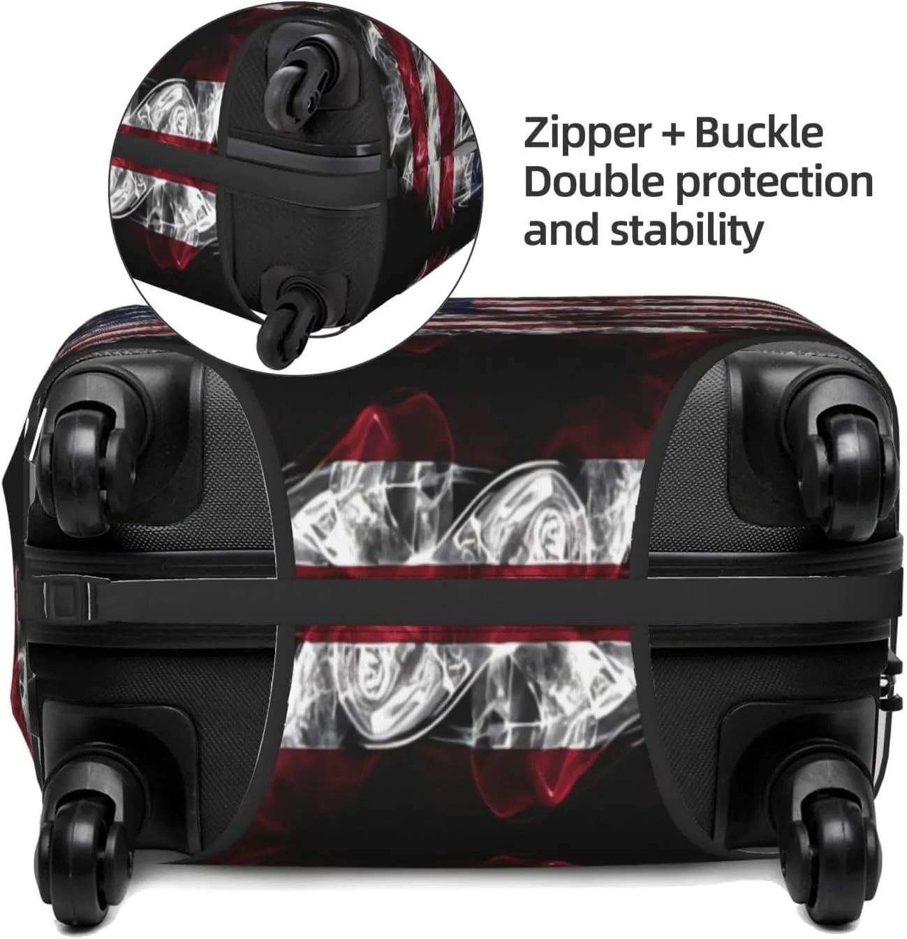 Travel Luggage Cover Suitcase Elastic Washable American Smoke Flag Suitcase Protector Bag,Dust-Proof Double-Sided Baggage Covers,X-Large
