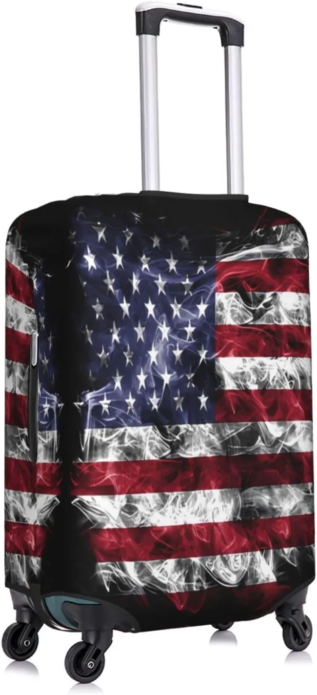 Travel Luggage Cover Suitcase Elastic Washable American Smoke Flag Suitcase Protector Bag,Dust-Proof Double-Sided Baggage Covers,X-Large