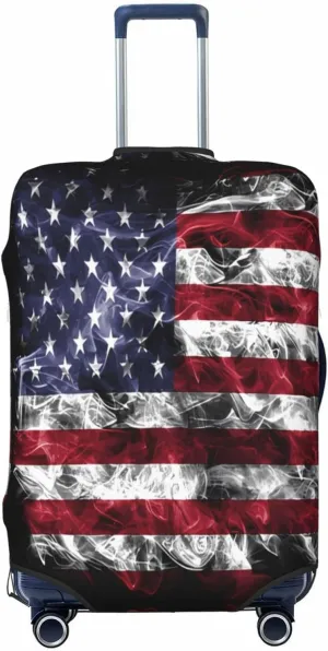 Travel Luggage Cover Suitcase Elastic Washable American Smoke Flag Suitcase Protector Bag,Dust-Proof Double-Sided Baggage Covers,X-Large