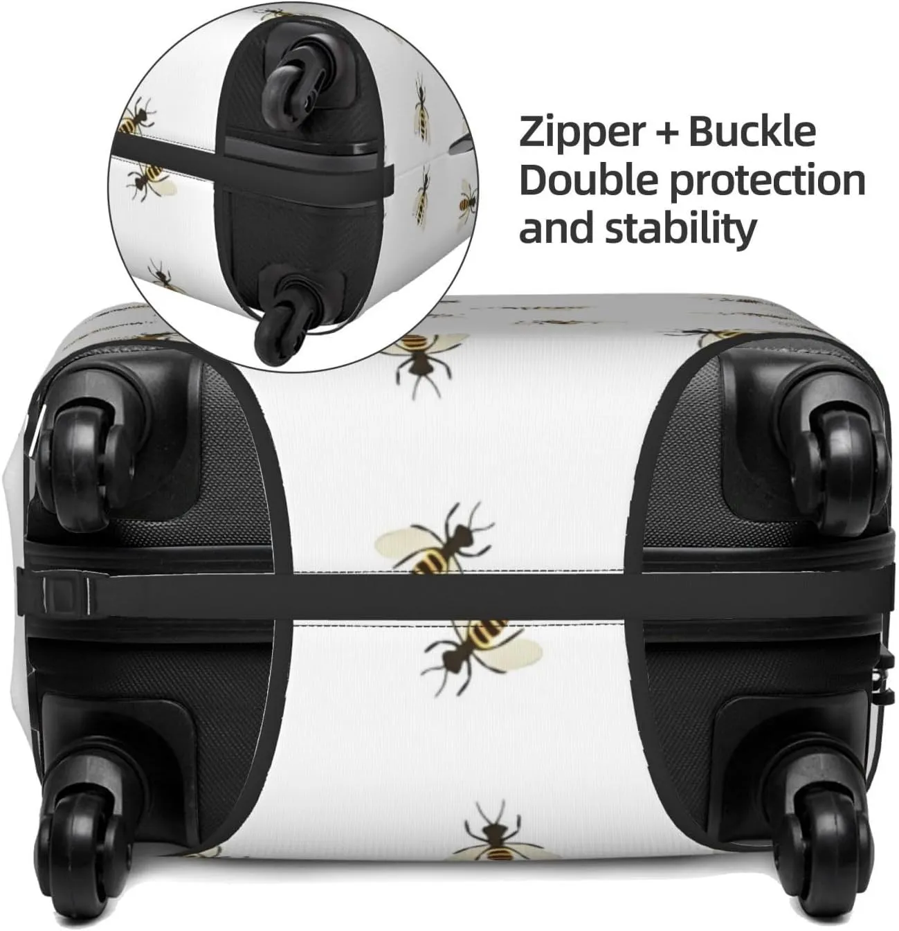 Travel Luggage Cover Suitcase Elastic Washable Bees 2 Suitcase Protector Bag,Spandex Double-Sided Baggage Covers,X-Large