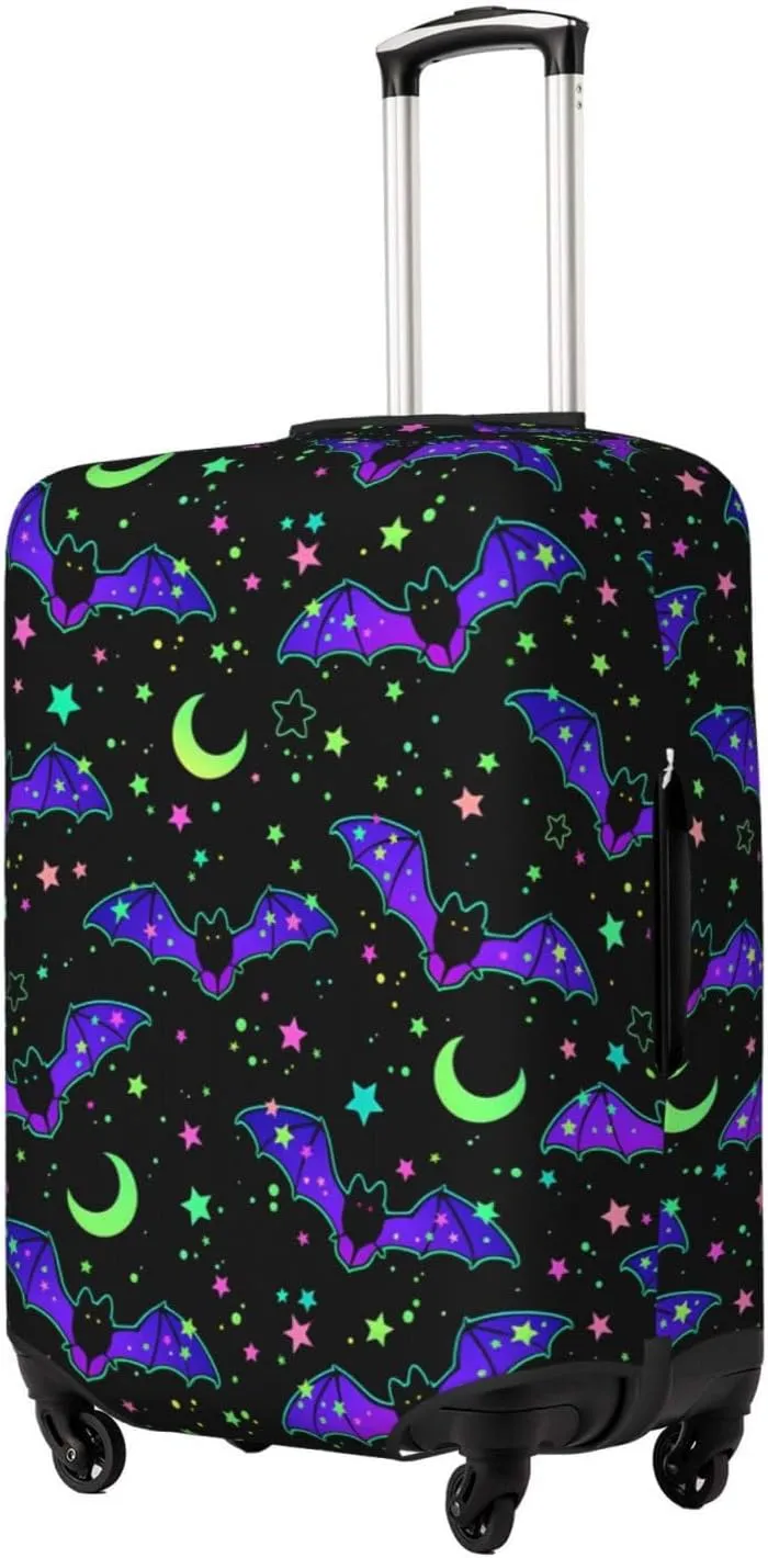 Travel Luggage Cover Suitcase Elastic Washable Cartoon Bats Stars Moon Suitcase Protector Bag,Spandex With Zipper Closure Baggage Covers,X-Large