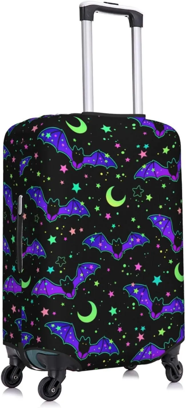 Travel Luggage Cover Suitcase Elastic Washable Cartoon Bats Stars Moon Suitcase Protector Bag,Spandex With Zipper Closure Baggage Covers,X-Large