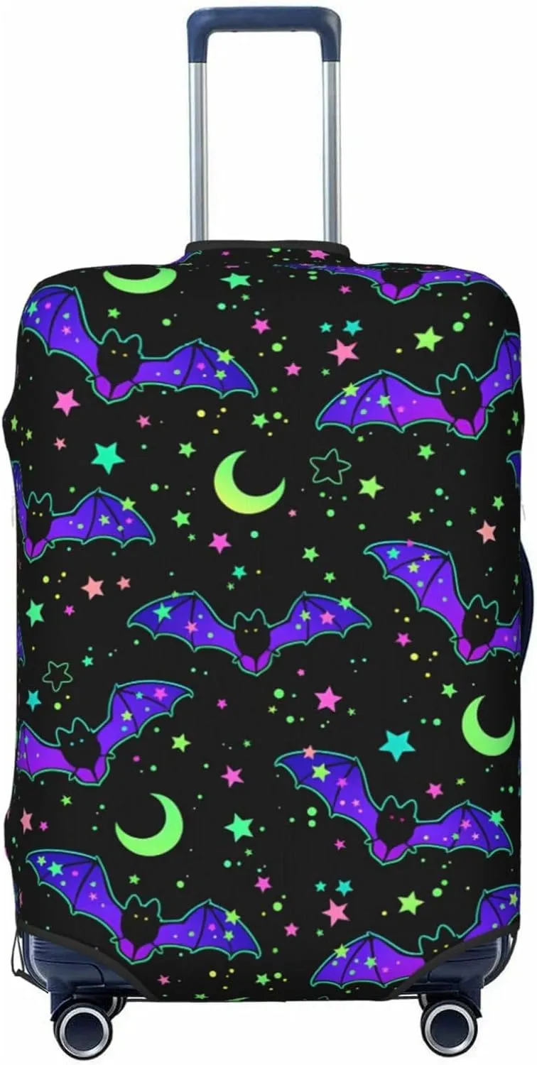 Travel Luggage Cover Suitcase Elastic Washable Cartoon Bats Stars Moon Suitcase Protector Bag,Spandex With Zipper Closure Baggage Covers,X-Large