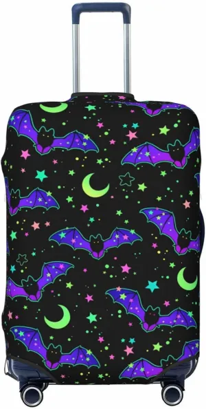 Travel Luggage Cover Suitcase Elastic Washable Cartoon Bats Stars Moon Suitcase Protector Bag,Spandex With Zipper Closure Baggage Covers,X-Large