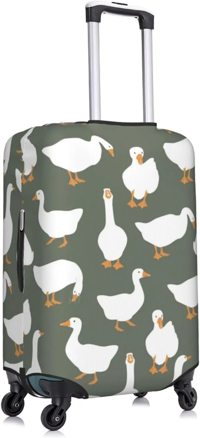 Travel Luggage Cover Suitcase Elastic Washable Cute White Geese Suitcase Protector Bag,Spandex With Zipper Closure Baggage Covers,Large