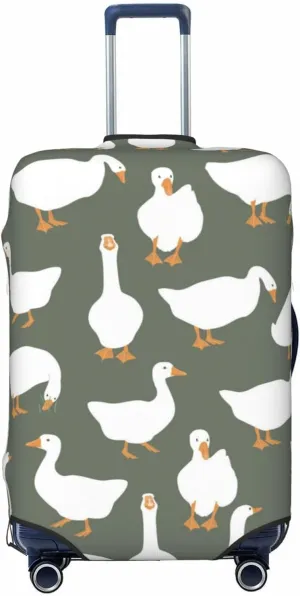 Travel Luggage Cover Suitcase Elastic Washable Cute White Geese Suitcase Protector Bag,Spandex With Zipper Closure Baggage Covers,Large