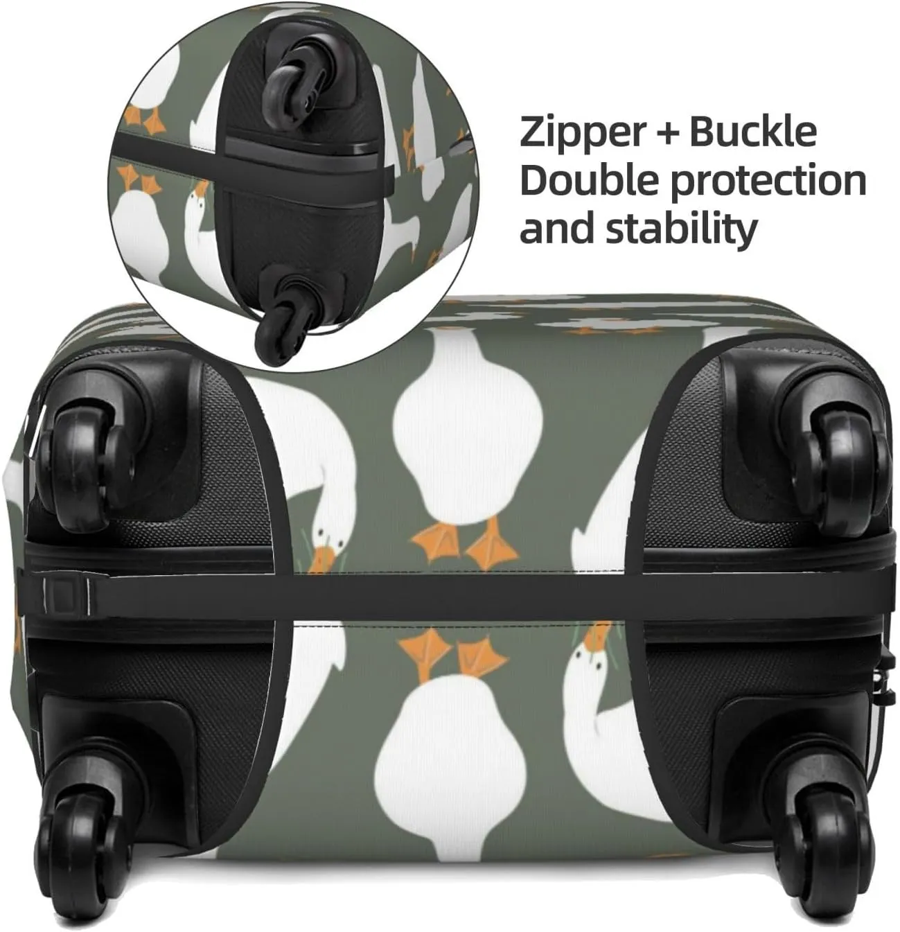Travel Luggage Cover Suitcase Elastic Washable Cute White Geese Suitcase Protector Bag,Spandex With Zipper Closure Baggage Covers,Large