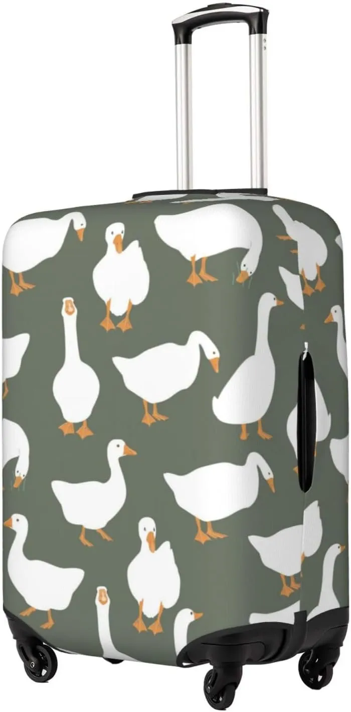 Travel Luggage Cover Suitcase Elastic Washable Cute White Geese Suitcase Protector Bag,Spandex With Zipper Closure Baggage Covers,Large