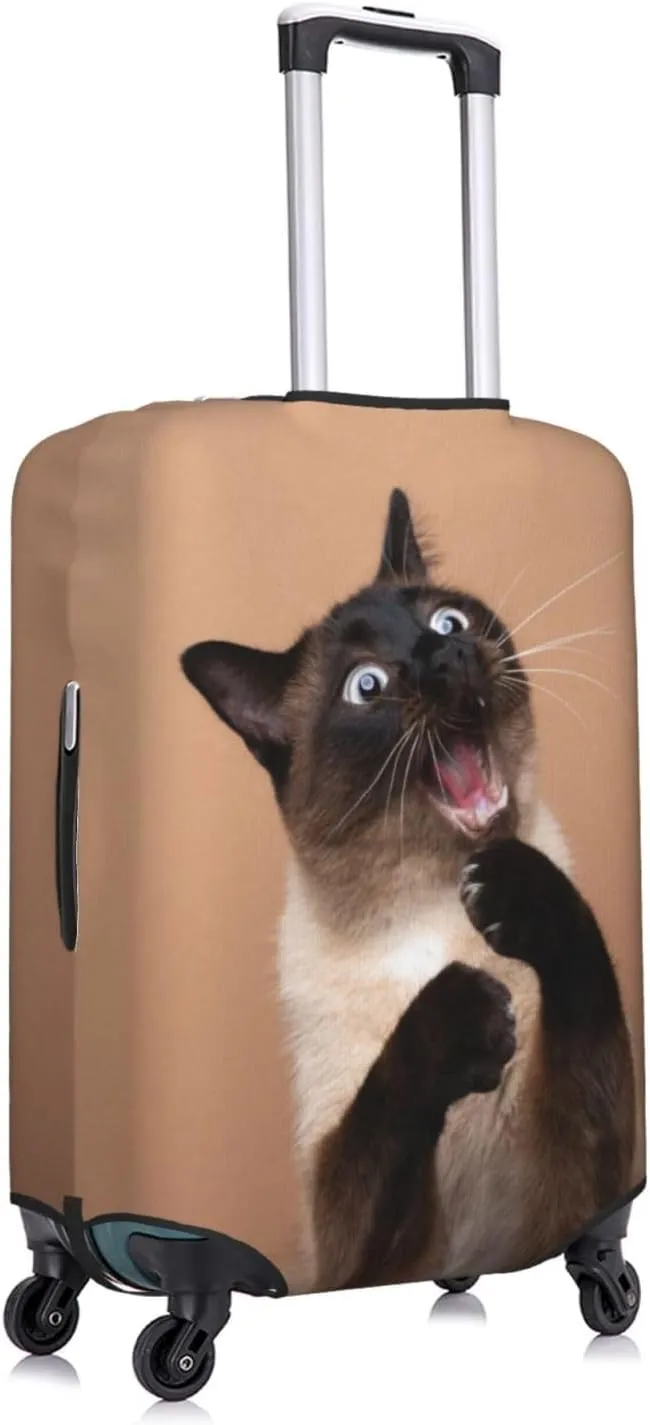 Travel Luggage Cover Suitcase Elastic Washable Fun Siamese Cat Suitcase Protector Bag,Spandex With Zipper Closure Baggage Covers For Kid Adult,X-Large