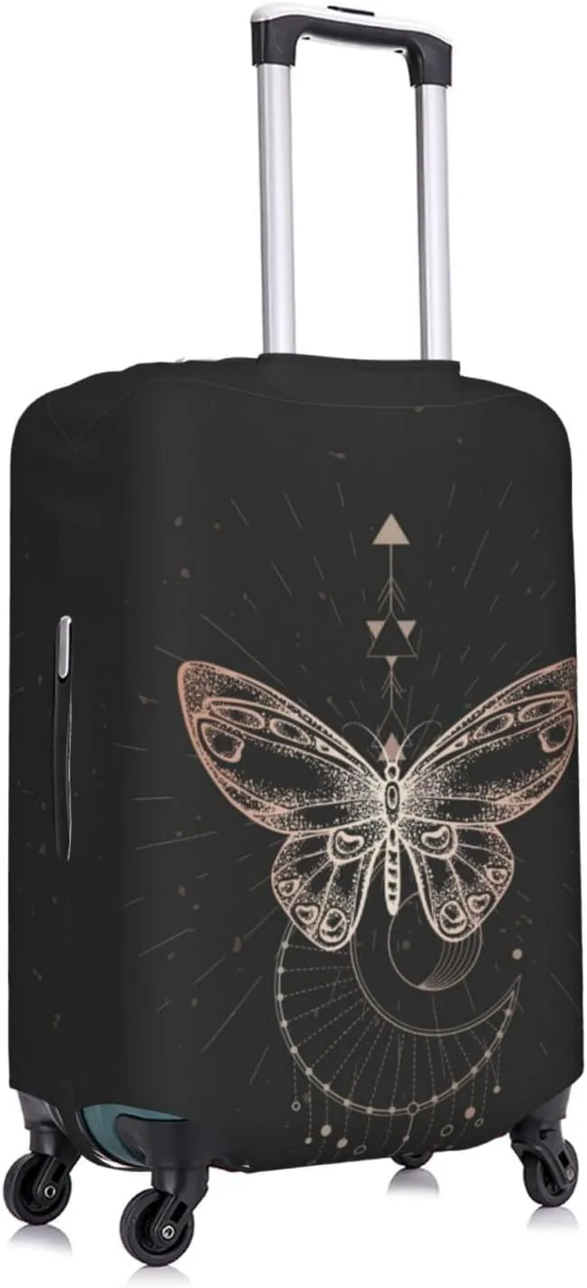 Travel Luggage Cover Suitcase Elastic Washable Geometric Butterfly Moon Goth Suitcase Protector Bag,Anti-Scratch Double-Sided Baggage Covers,X-Large