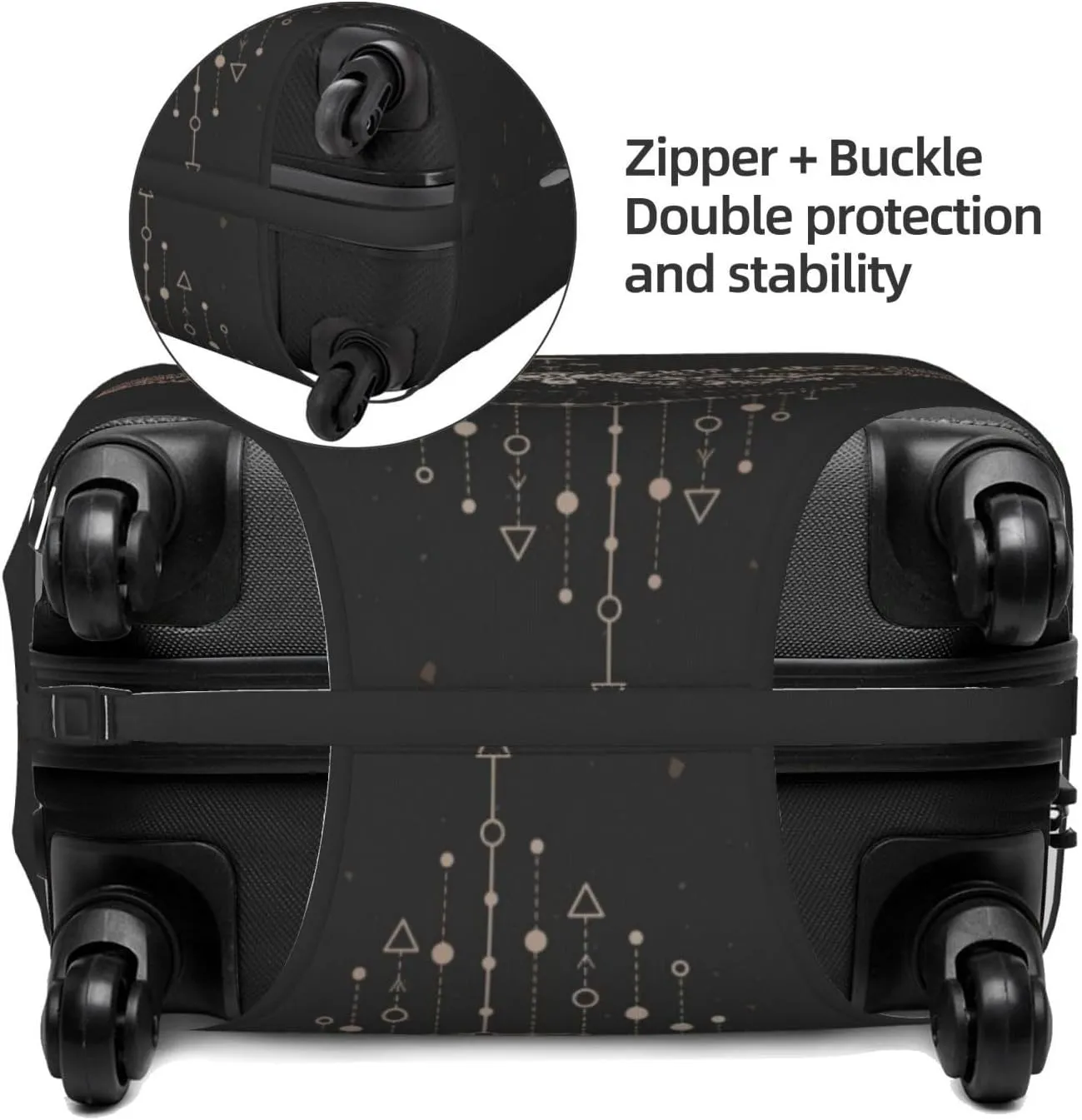 Travel Luggage Cover Suitcase Elastic Washable Geometric Butterfly Moon Goth Suitcase Protector Bag,Anti-Scratch Double-Sided Baggage Covers,X-Large