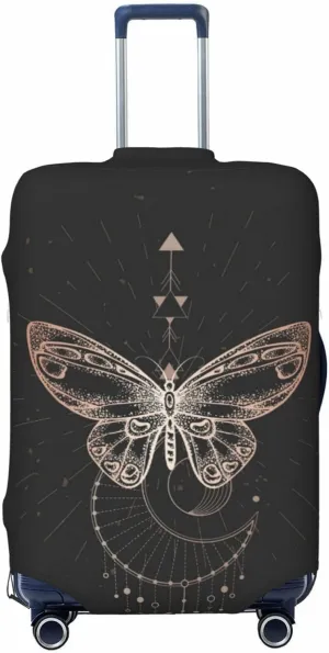 Travel Luggage Cover Suitcase Elastic Washable Geometric Butterfly Moon Goth Suitcase Protector Bag,Anti-Scratch Double-Sided Baggage Covers,X-Large
