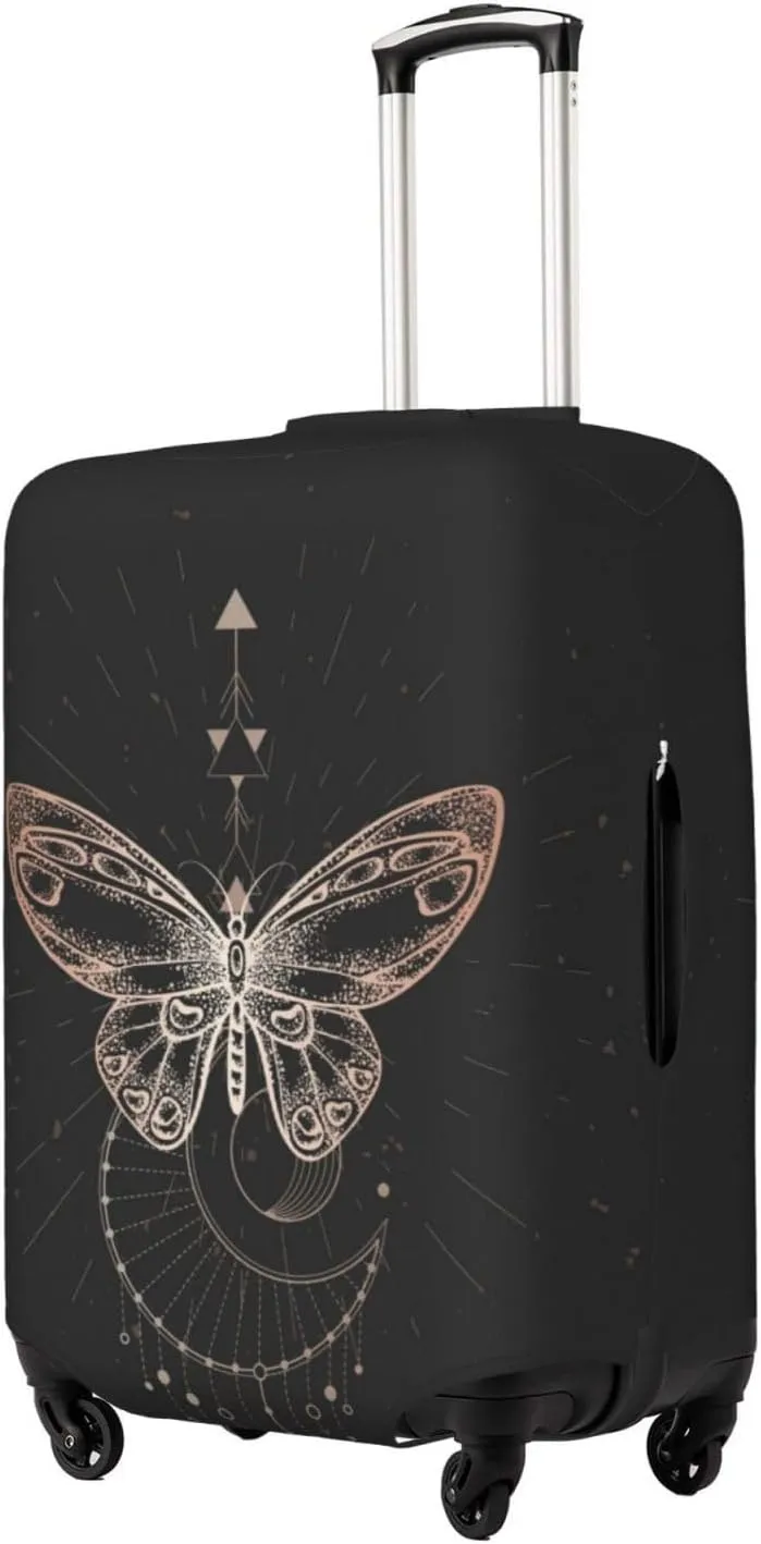 Travel Luggage Cover Suitcase Elastic Washable Geometric Butterfly Moon Goth Suitcase Protector Bag,Anti-Scratch Double-Sided Baggage Covers,X-Large