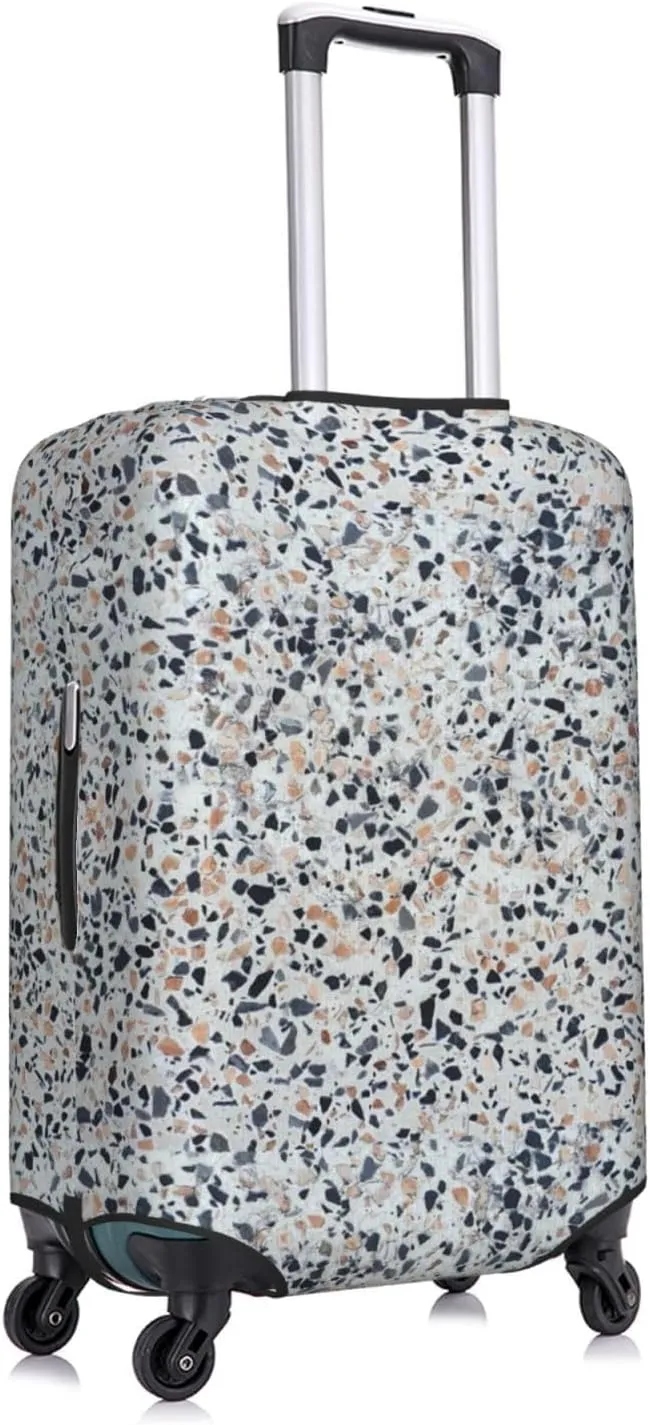 Travel Luggage Cover Suitcase Elastic Washable Granite Terrazzo Stone Texture Suitcase Protector Bag,Spandex Double-Sided Baggage Covers For Kid Adult,Large