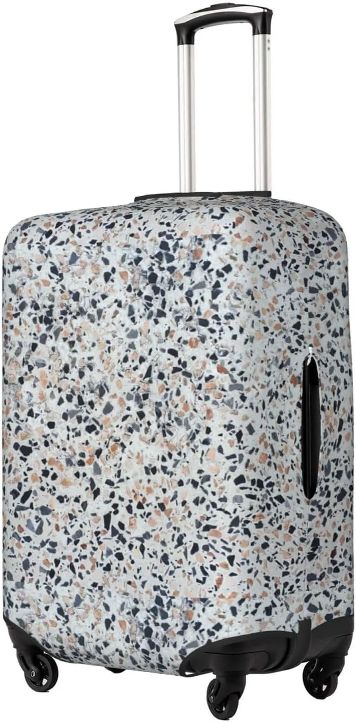 Travel Luggage Cover Suitcase Elastic Washable Granite Terrazzo Stone Texture Suitcase Protector Bag,Spandex Double-Sided Baggage Covers For Kid Adult,Large