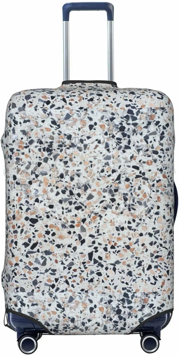 Travel Luggage Cover Suitcase Elastic Washable Granite Terrazzo Stone Texture Suitcase Protector Bag,Spandex Double-Sided Baggage Covers For Kid Adult,Large