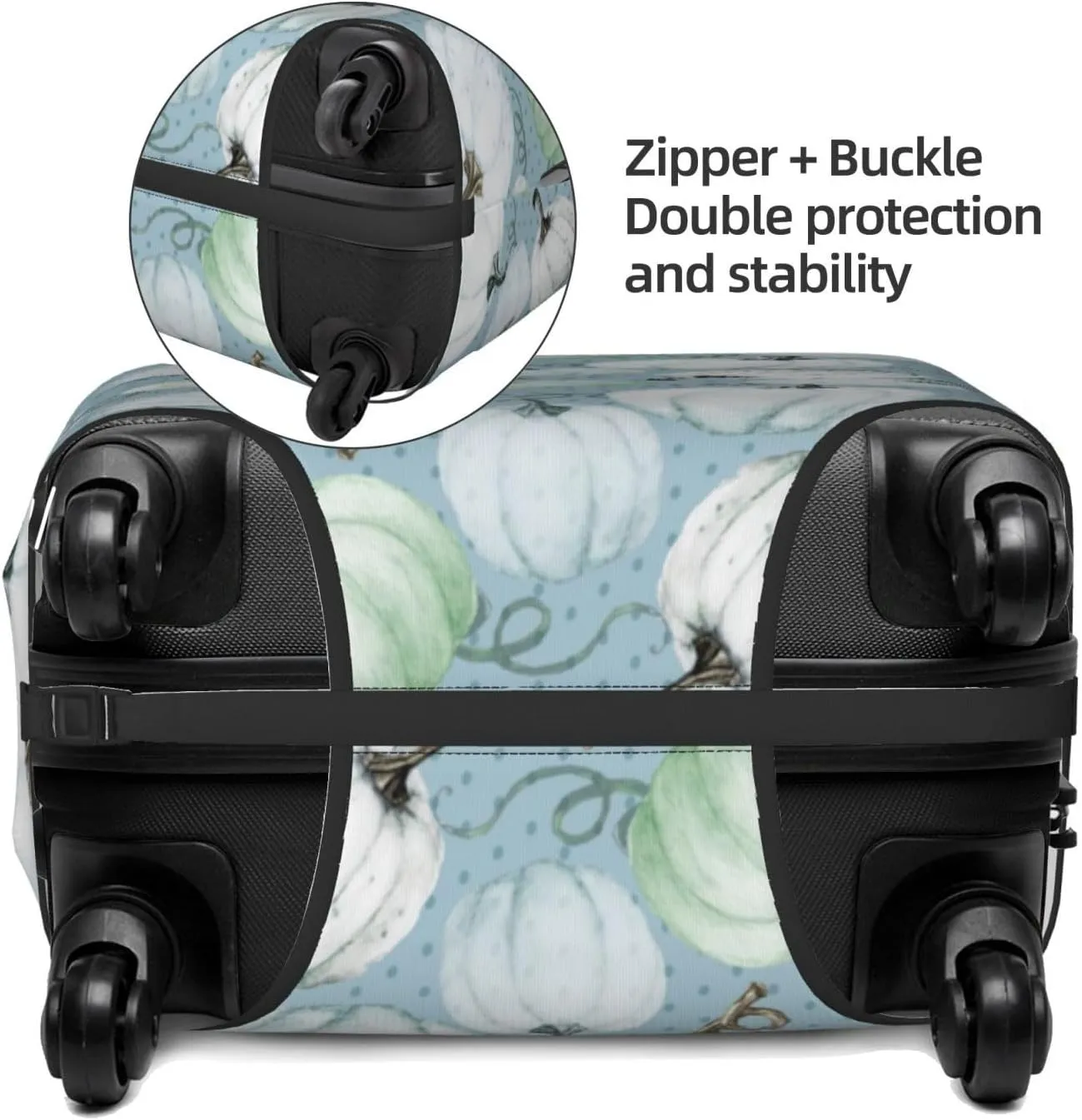 Travel Luggage Cover Suitcase Elastic Washable Green White Pumpkins Fall Suitcase Protector Bag,Spandex With Zipper Closure Baggage Covers,Large