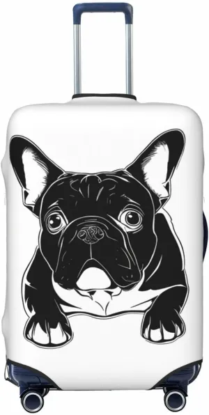Travel Luggage Cover Suitcase Elastic Washable Stretch Adorable French Bulldog Suitcase Protector Bag,Anti-Scratch Spandex Double-Sided Baggage Covers For Wheeled Suitcase Kid Adult