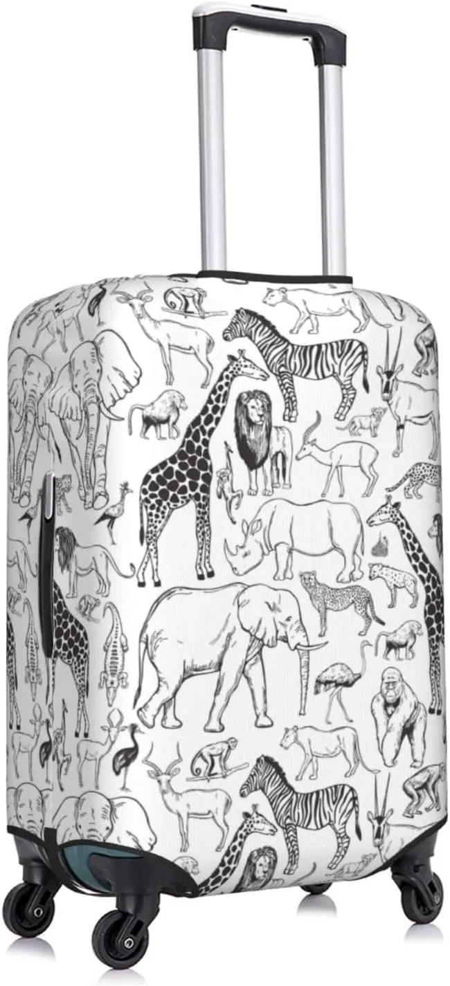 Travel Luggage Cover Suitcase Elastic Washable Stretch African Animlas Zoo Suitcase Protector Bag,Anti-Scratch Dust-Proof Double-Sided Baggage Covers,X-Large