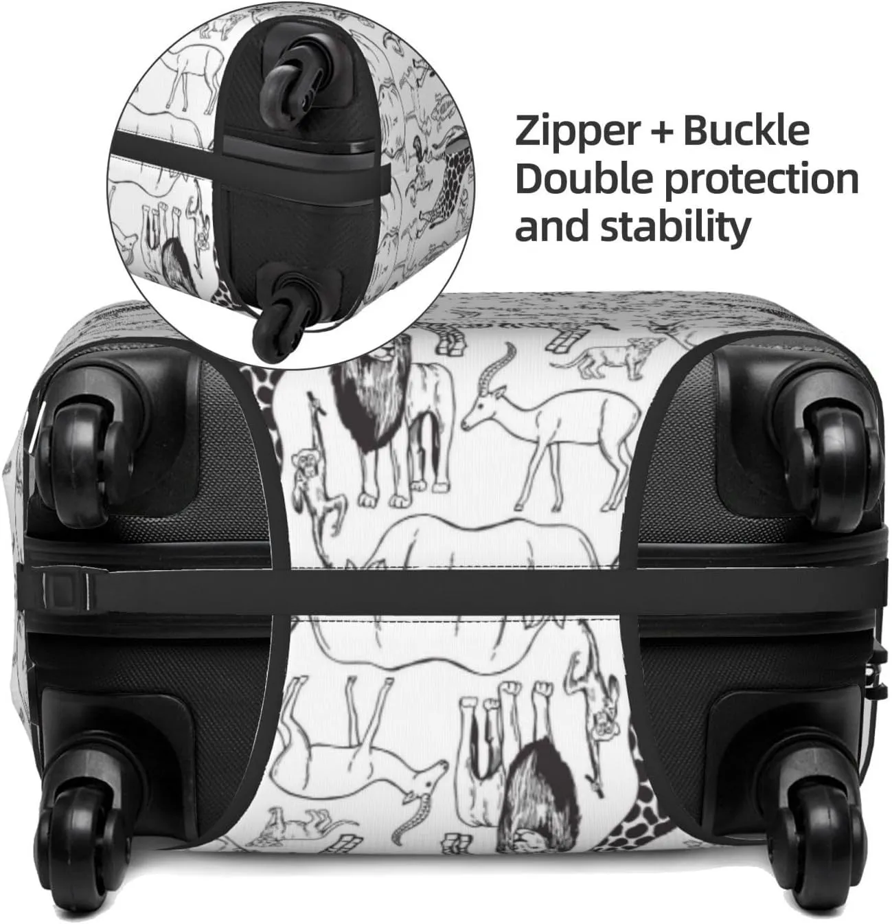 Travel Luggage Cover Suitcase Elastic Washable Stretch African Animlas Zoo Suitcase Protector Bag,Anti-Scratch Dust-Proof Double-Sided Baggage Covers,X-Large