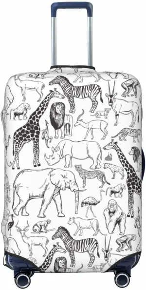 Travel Luggage Cover Suitcase Elastic Washable Stretch African Animlas Zoo Suitcase Protector Bag,Anti-Scratch Dust-Proof Double-Sided Baggage Covers,X-Large