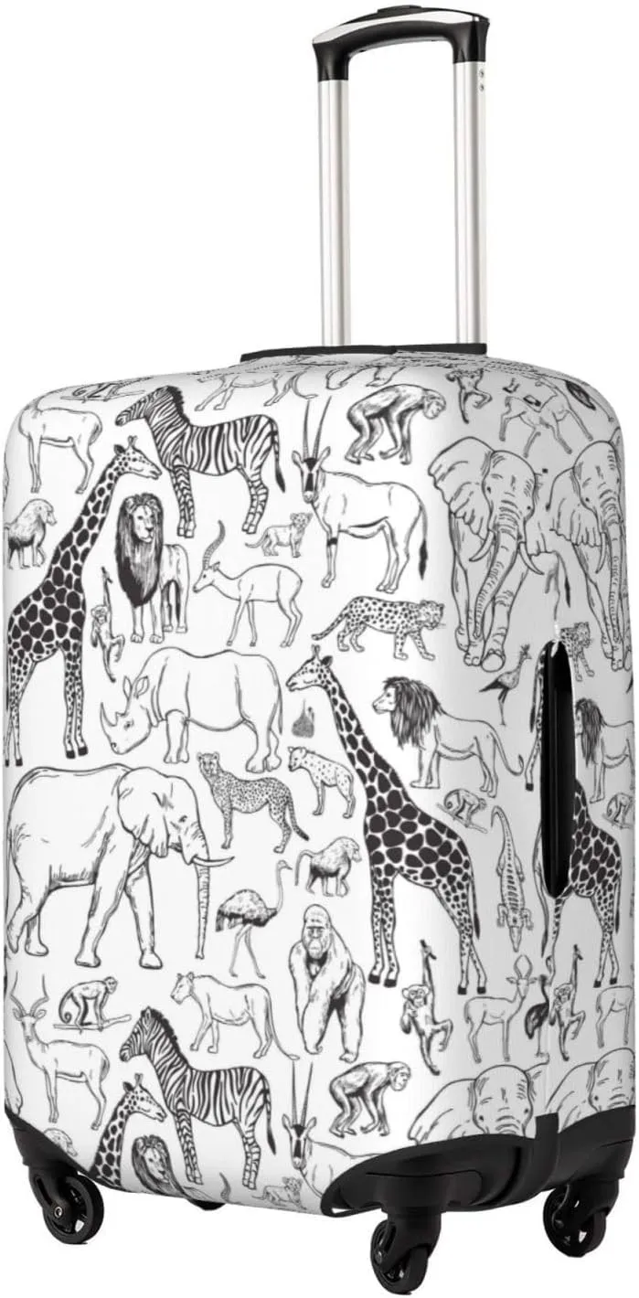 Travel Luggage Cover Suitcase Elastic Washable Stretch African Animlas Zoo Suitcase Protector Bag,Anti-Scratch Dust-Proof Double-Sided Baggage Covers,X-Large