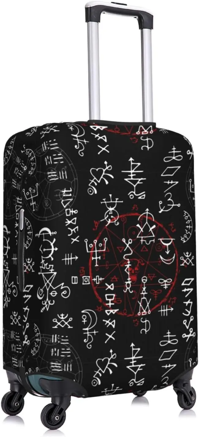 Travel Luggage Cover Suitcase Elastic Washable Stretch Alchemy Signs Gothic 2 Suitcase Protector Bag,Anti-Scratch Spandex With Zipper Closure Baggage Covers For Wheeled Suitcase Kid Adult
