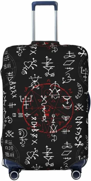 Travel Luggage Cover Suitcase Elastic Washable Stretch Alchemy Signs Gothic 2 Suitcase Protector Bag,Anti-Scratch Spandex With Zipper Closure Baggage Covers For Wheeled Suitcase Kid Adult