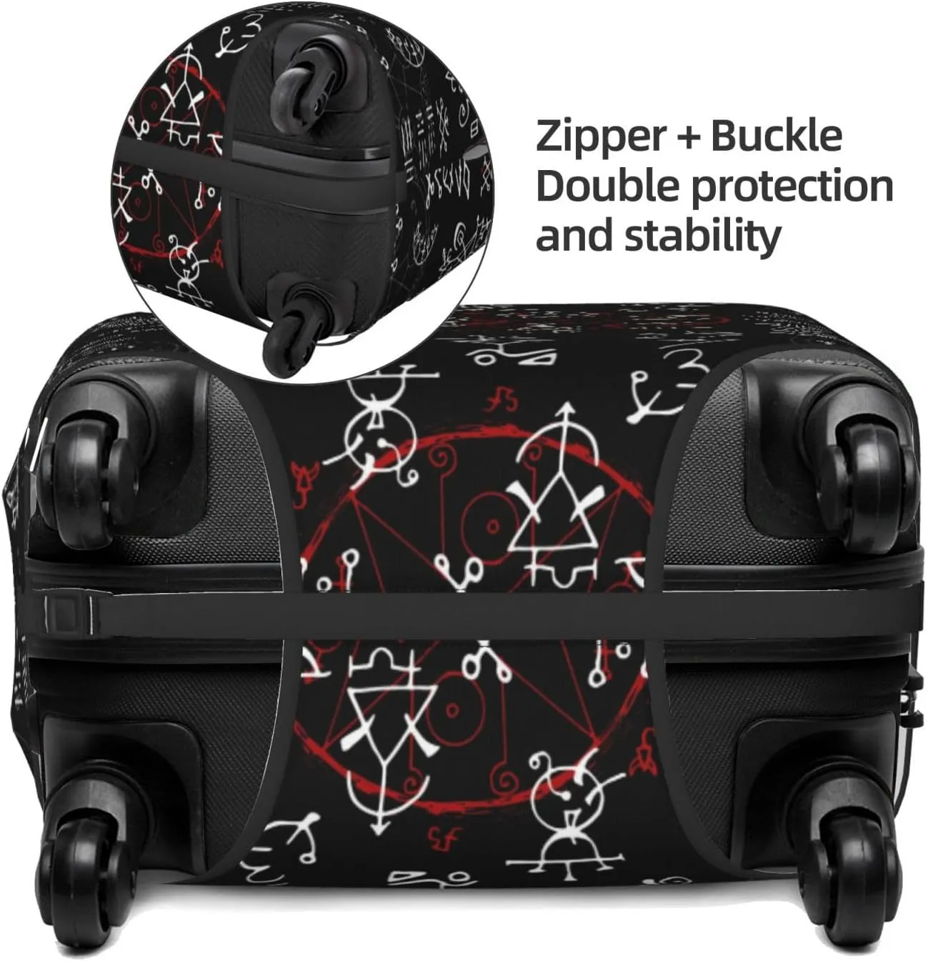 Travel Luggage Cover Suitcase Elastic Washable Stretch Alchemy Signs Gothic 2 Suitcase Protector Bag,Anti-Scratch Spandex With Zipper Closure Baggage Covers For Wheeled Suitcase Kid Adult