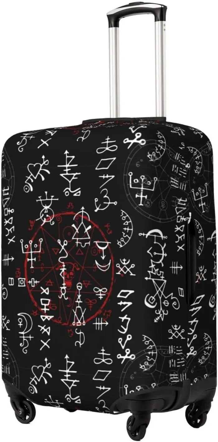 Travel Luggage Cover Suitcase Elastic Washable Stretch Alchemy Signs Gothic 2 Suitcase Protector Bag,Anti-Scratch Spandex With Zipper Closure Baggage Covers For Wheeled Suitcase Kid Adult