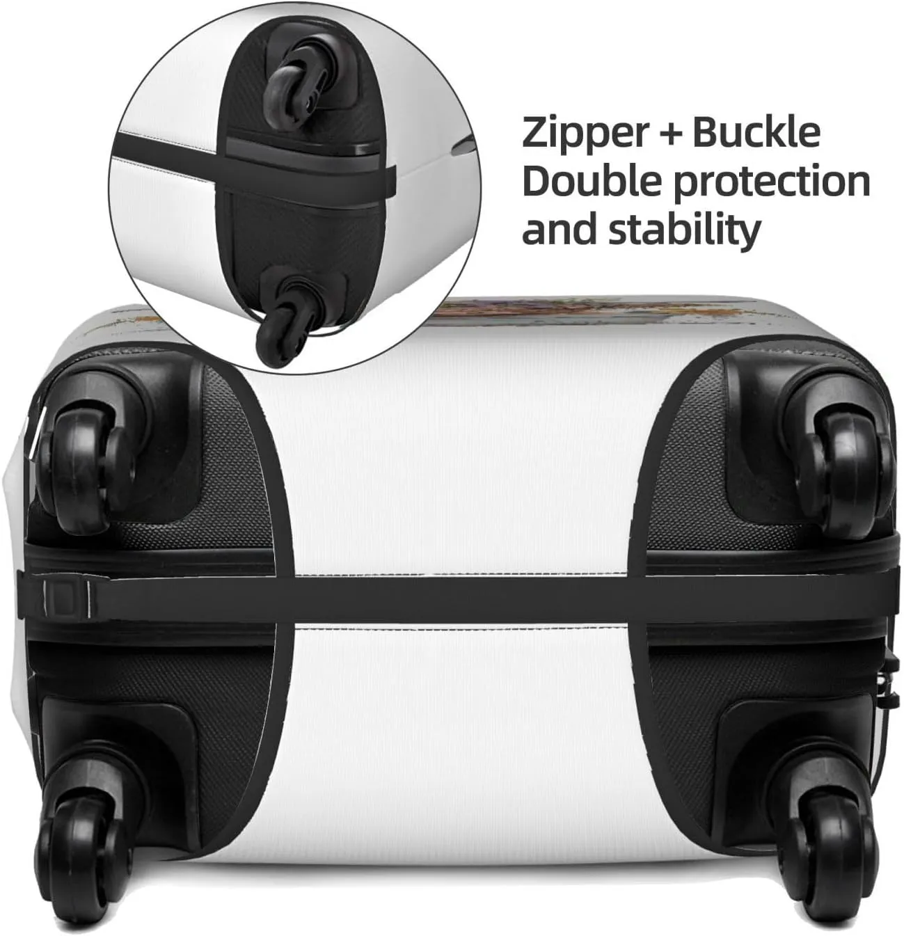 Travel Luggage Cover Suitcase Elastic Washable Stretch Baby Highland Cow White Suitcase Protector Bag,Anti-Scratch Spandex With Zipper Closure Baggage Covers For Wheeled Suitcase Kid Adult,Medium