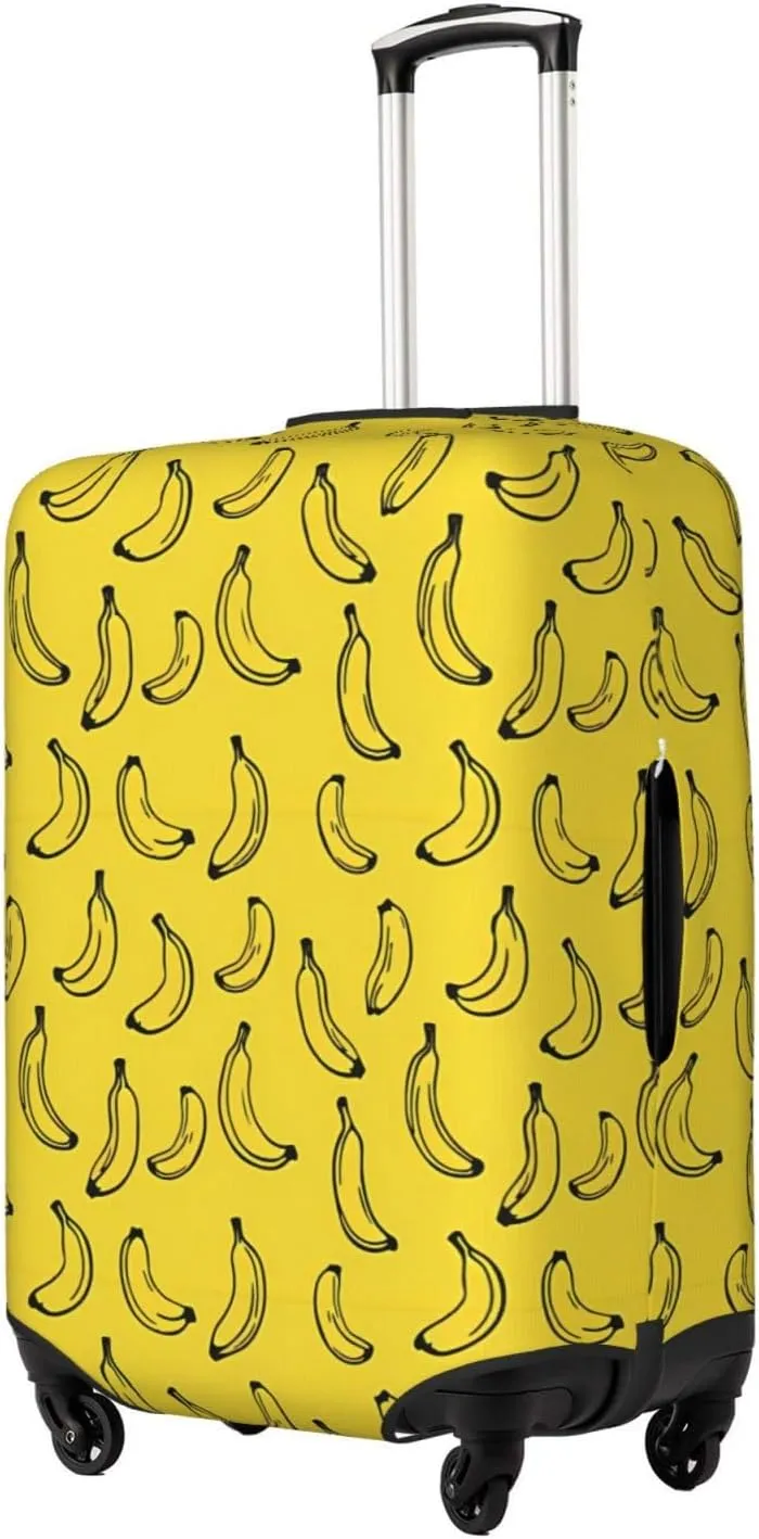 Travel Luggage Cover Suitcase Elastic Washable Stretch Banana Yellow Suitcase Protector Bag,Anti-Scratch Dust-Proof Double-Sided Baggage Covers For Wheeled Suitcase Kid Adult