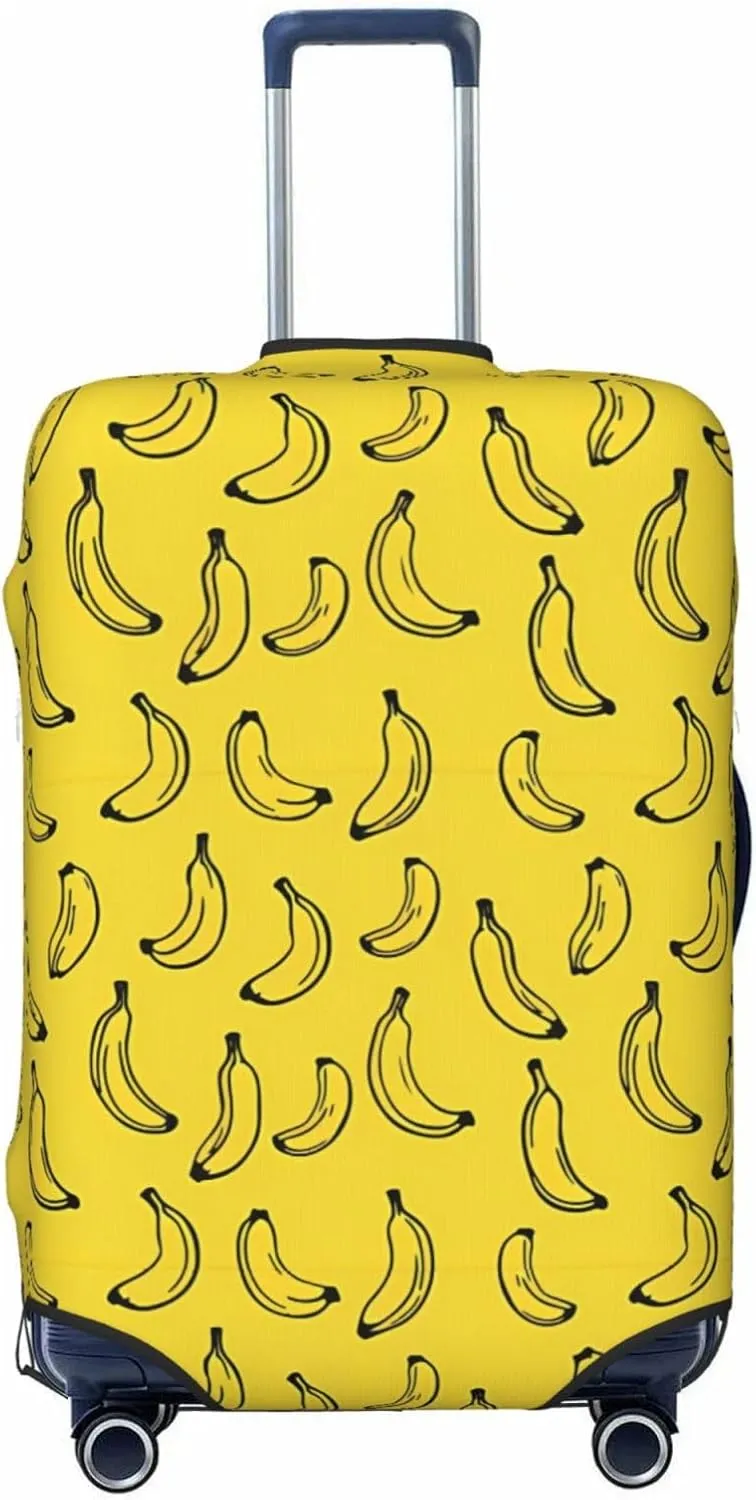 Travel Luggage Cover Suitcase Elastic Washable Stretch Banana Yellow Suitcase Protector Bag,Anti-Scratch Dust-Proof Double-Sided Baggage Covers For Wheeled Suitcase Kid Adult