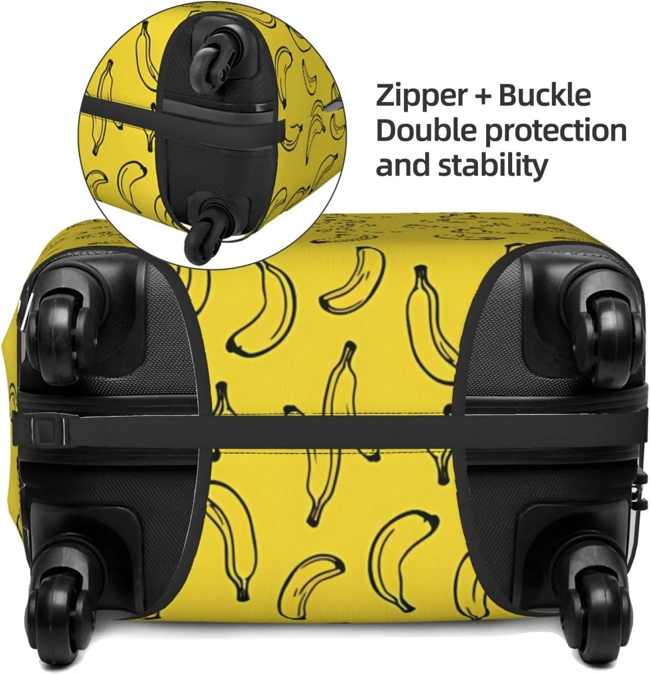 Travel Luggage Cover Suitcase Elastic Washable Stretch Banana Yellow Suitcase Protector Bag,Anti-Scratch Dust-Proof Double-Sided Baggage Covers For Wheeled Suitcase Kid Adult