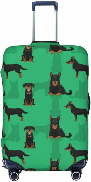 Travel Luggage Cover Suitcase Elastic Washable Stretch Beauceron Dogs Green Suitcase Protector Bag,Anti-Scratch Dust-Proof With Zipper Closure Baggage Covers For Wheeled Suitcase Kid Adult