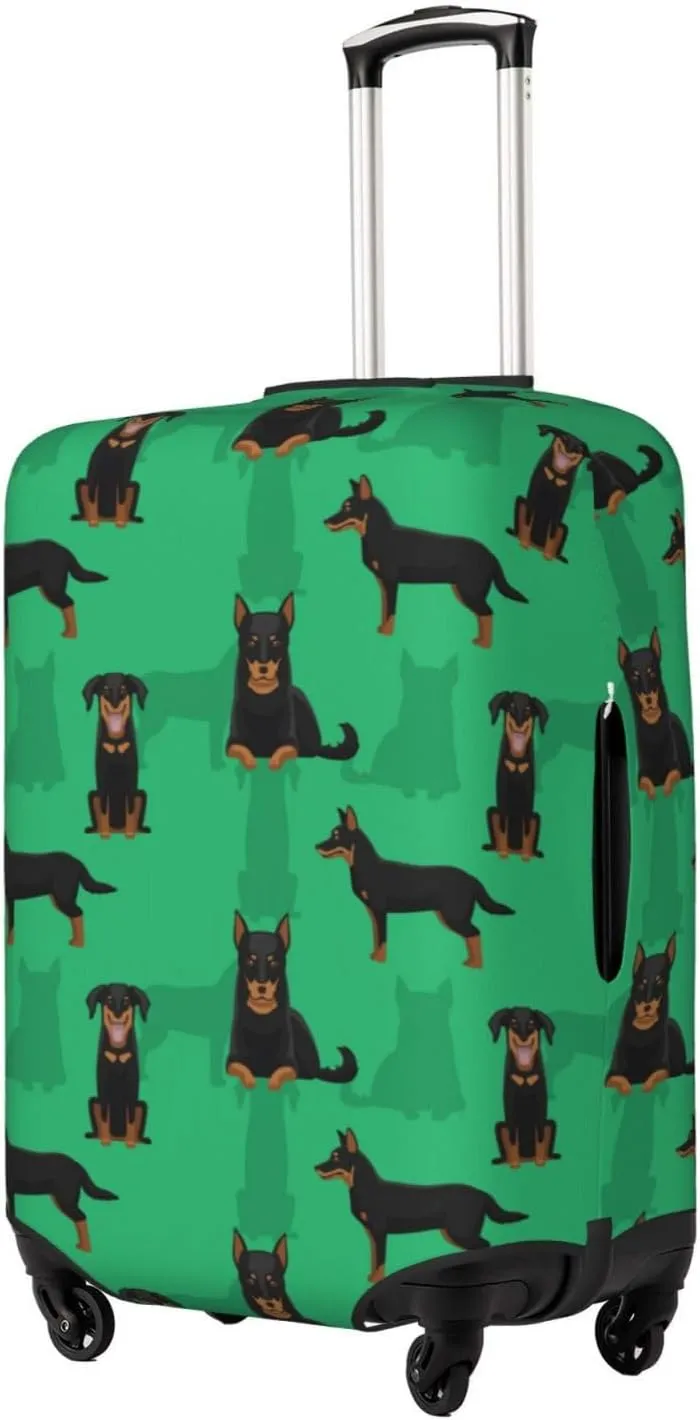 Travel Luggage Cover Suitcase Elastic Washable Stretch Beauceron Dogs Green Suitcase Protector Bag,Anti-Scratch Dust-Proof With Zipper Closure Baggage Covers For Wheeled Suitcase Kid Adult